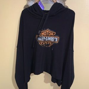 Harley Davidson Cropped hooded sweatshirt, 2XL, Black